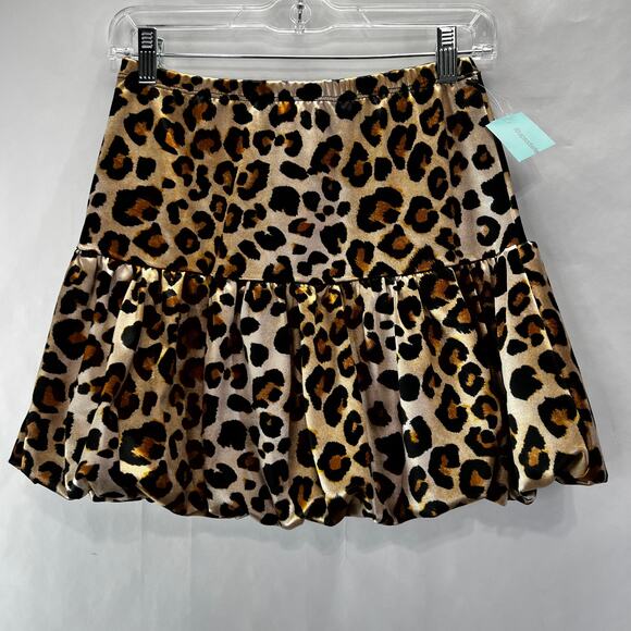 Leopard Puff Mini Skirt Size L NWT - Picture 2 of 5